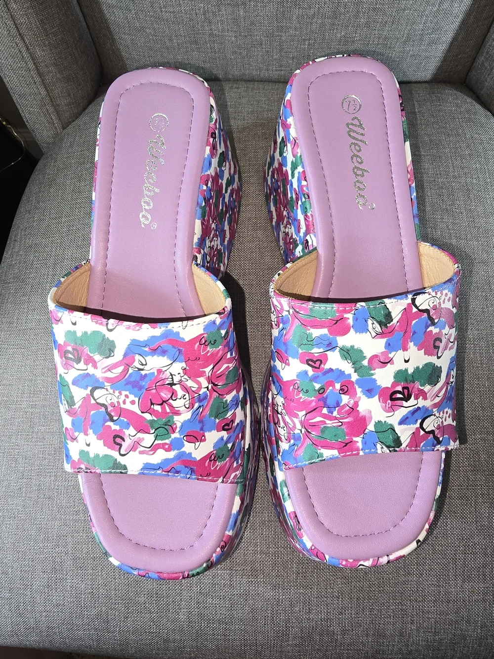 Jena by Weeboo Floral Platform Slide - Pink Lilac